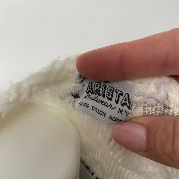 Artisan Vintage 50s 60s Knit Poncho Sweater Cape 70s - Picture 8 of 10